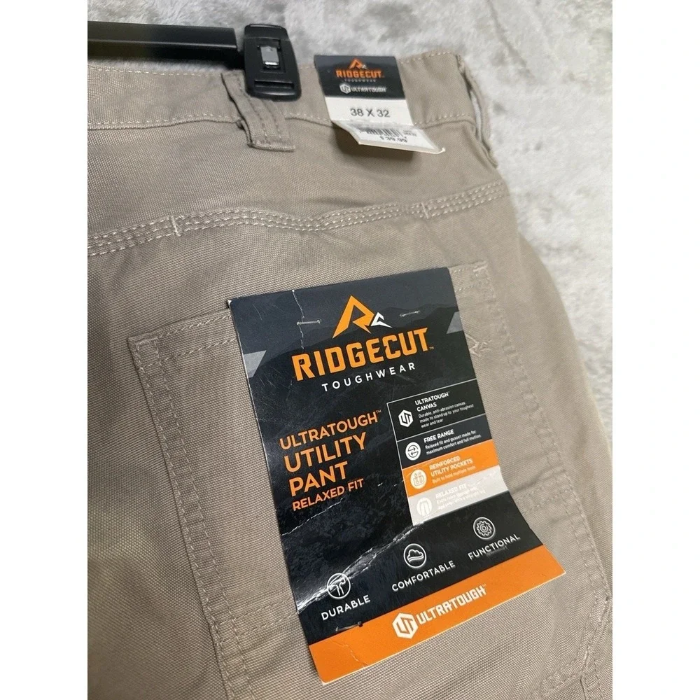 Ridgecut Toughwear Utility Work Pants‎ 38x32 Khaki Canvas Relaxed Fit